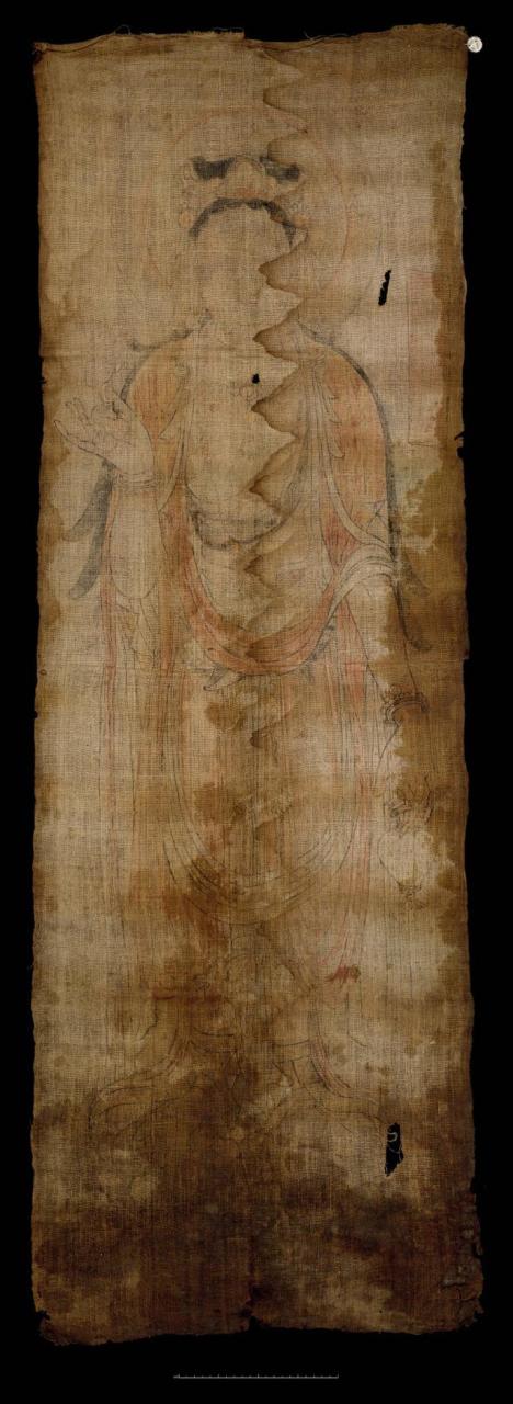 敦煌文物画：大英博物馆收藏唐代观音菩萨雕像