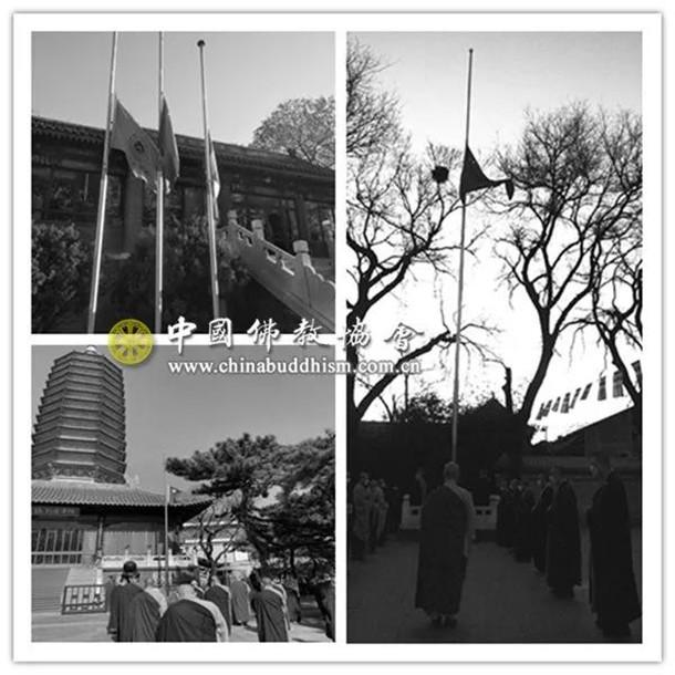 中国佛教协会和位于北京的中央政府直属寺院默哀，诵经，并降半旗，深切哀悼死于2019冠状病毒疾病的烈士和同胞