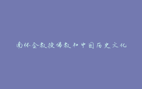 南怀金教授佛教和中国历史文化