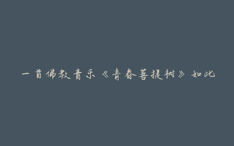 一首佛教音乐《青春菩提树》如此感人