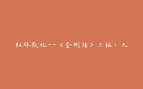 红林教化——《金刚经》三级：大乘正宗（第三章）